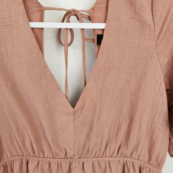 Lulus Sunshine Daydream Rusty Rose Short Sleeve Cutout Mini Dress Size L Pink - Picture 6 of 9